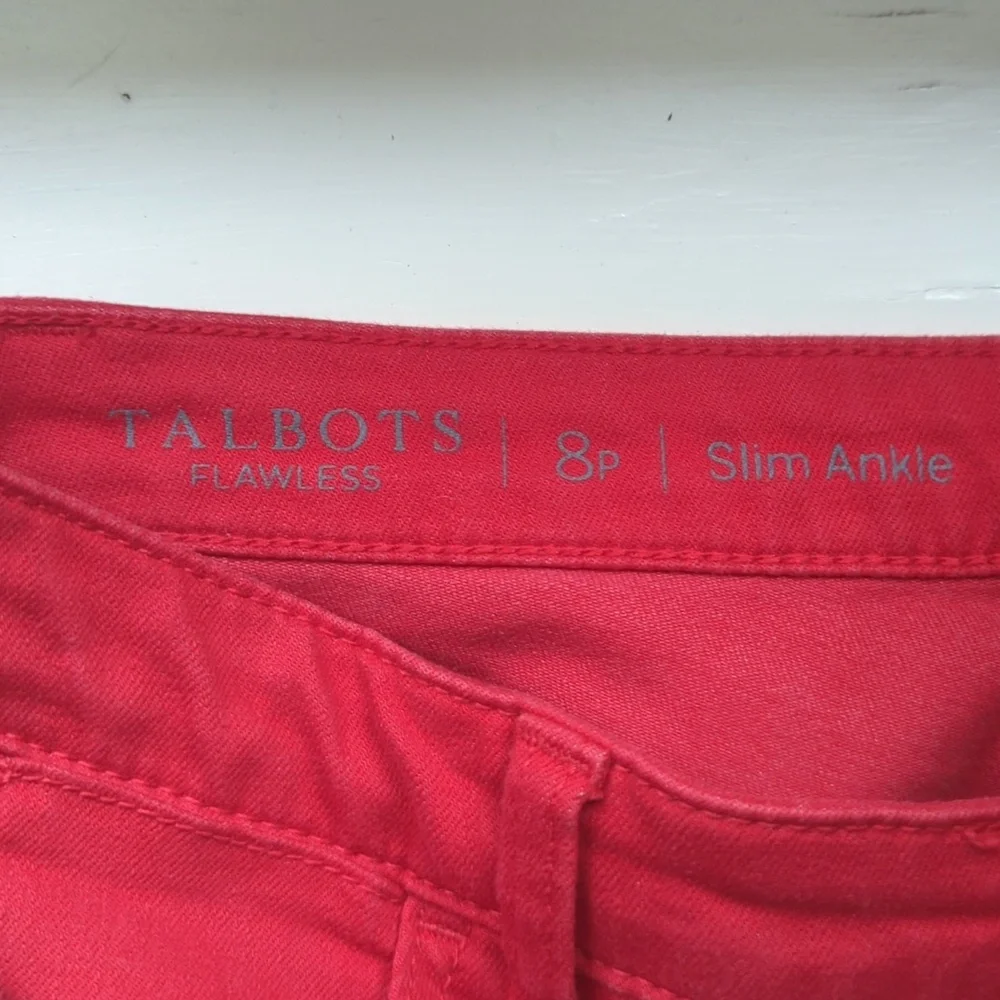 Talbots Red Denim Scalloped Ankle Pant Size 8P - Picture 11 of 11